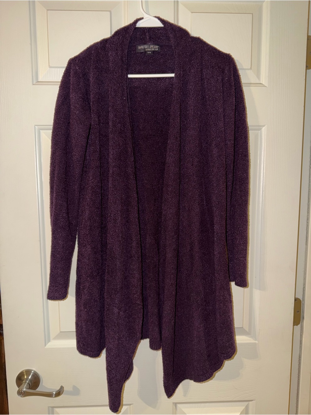 Barefoot Dreams Cozy Open-Front Long Cardigan - Deep Plum size S/M
